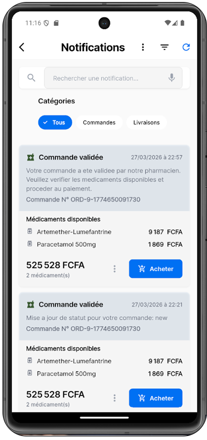 Notifications commandes